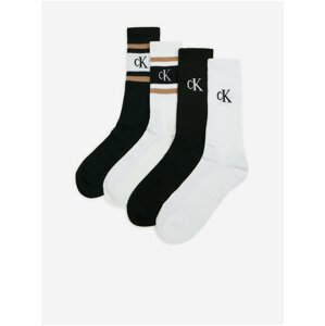 Sada čtyř párů pánských ponožek v bílé a černé barvě Calvin Klein  Underwear