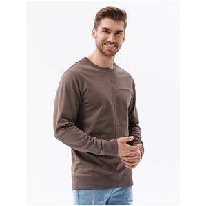 Hnědá pánská mikina bez kapuce Ombre Clothing