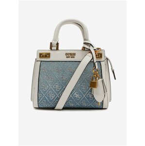 Bílo-modrá dámská vzorovaná kabelka Guess Katey Mini Satchel