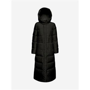 Černý dámský prošívaný péřový zimní kabát s kapucí Geox