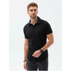 Černé pánské celopropínací polo tričko Ombre Clothing