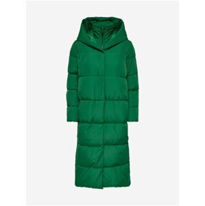 Zelený dámský prošívaný zimní kabát s kapucí ONLY Amy