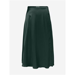 Tmavě zelená dámská saténová zavinovací midi sukně JDY Sheela