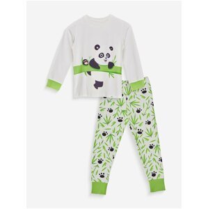 Zeleno-bílé dětské veselé pyžamo Dedoles Panda a bambus