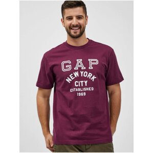 Vínové pánské tričko s potiskem GAP New York City