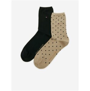 Sada dvou párů dámských ponožek v béžové a černé barvě Tommy Hilfiger