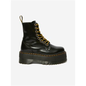 Černé dámské lesklé kotníkové kožené boty na platformě Dr. Martens Jadon Max 8 Eye