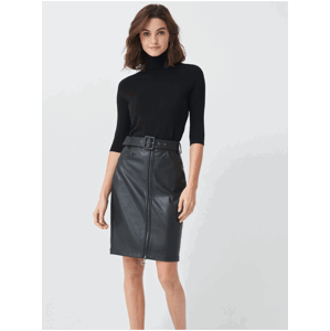 Černá pouzdrová koženková sukně Salsa Jeans Secret Glamour