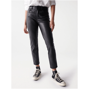 Černé dámské zkrácené koženkové kalhoty Salsa Jeans Nappa