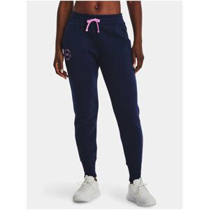 Tmavě modré dámské tepláky Under Armour Rival Fleece Crest Joggers