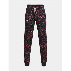 Černo-červené klučičí vzorované sportovní kalhoty Under Armour UA Pennant 2.0 Novelty Pants