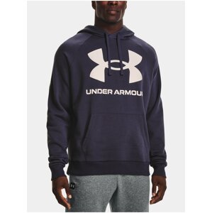 Šedofialová pánská mikina s kapucí Under Armour UA Rival Fleece Big Logo HD