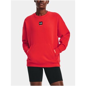 Červená dámská mikina Under Armour Summit Knit Oversize Crew