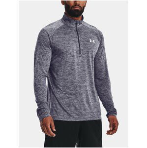 Šedé pánské žíhané sportovní tričko Under Armour UA Tech 2.0 1/2 Zip