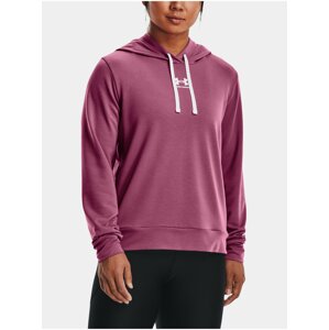 Růžová dámská sportovní mikina s kapucí Under Armour Rival Terry Hoodie