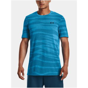 Modré pánské vzorované sportovní tričko Under Armour UA Seamless Wave SS