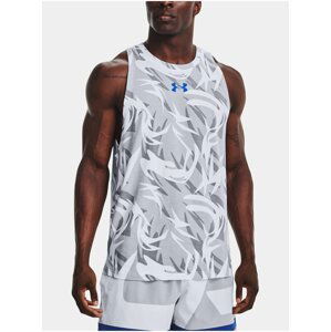 Bílo-šedé pánské sportovní tílko Under Armour UA BASELINE PRINTED TANK