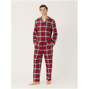 Červené pánské kostkované pyžamo Marks & Spencer