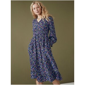 Modro-fialové dámské květované midi šaty Marks & Spencer