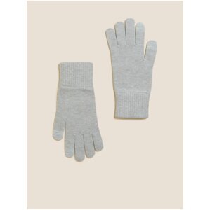 Světle šedé dámské pletené rukavice na dotykový displej Marks & Spencer