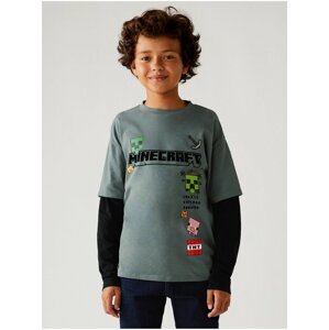 Černo-zelené klučičí tričko s motivem Minecraft™ Marks & Spencer