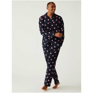 Tmavě modrá pánská vánoční pyžamová souprava Marks & Spencer Prasátko Percy™