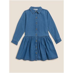 Modré holčičí džínové košilové šaty Marks & Spencer