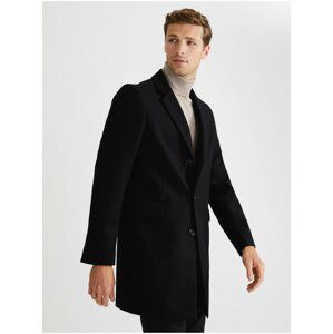 Černý pánský vlněný kabát Marks & Spencer
