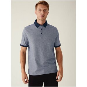 Tmavě modré pánské vzorované polo tričko Marks & Spencer