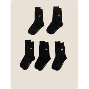 Sada pěti párů pánských vzorovaných ponožek v černé barvě Marks & Spencer Star Wars™