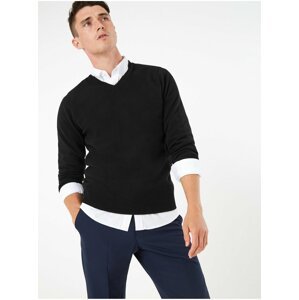Černý pánský vlněný svetr Marks & Spencer