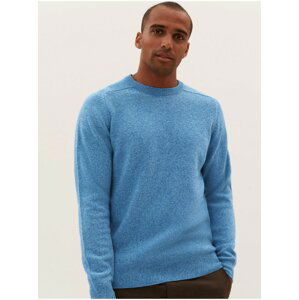 Modrý pánský vlněný svetr Marks & Spencer