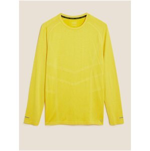 Žluté pánské bezešvé sportovní tričko s dlouhým rukávem Marks & Spencer