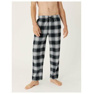 Černo-bílé pánské kostkované pyžamové kalhoty Marks & Spencer