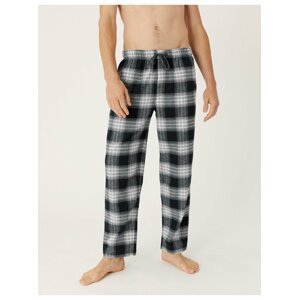 Černo-bílé pánské kostkované pyžamové kalhoty Marks & Spencer