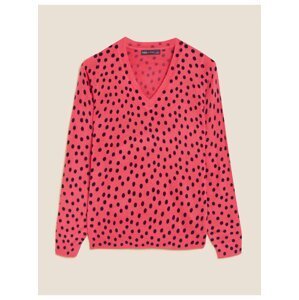 Tmavě růžový dámský puntíkovaný svetr Marks & Spencer