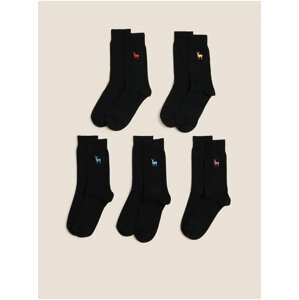 Sada pěti párů pánských ponožek s technologií Cool & Fresh™ v černé barvě  Marks & Spencer