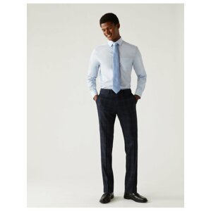 Tmavě modré pánské kostkované kalhoty Marks & Spencer