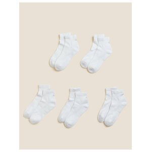 Sada pěti párů dámských ponožek v bílé barvě Marks & Spencer