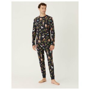 Tmavě šedé pánské pyžamo s vánočním motivem Marks & Spencer