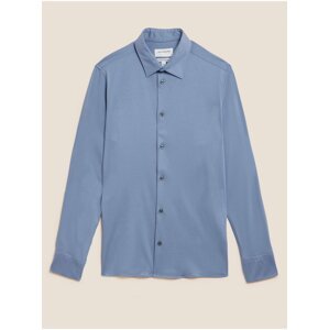 Světle modrá pánská žerzejová slim fit košile Marks & Spencer