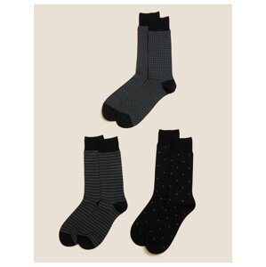 Sada tří párů pánských ponožek v černé barvě Marks & Spencer