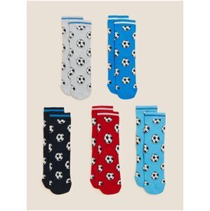 Sada pěti párů klučičích barevných vzorovaných ponožek Marks & Spencer