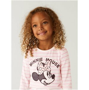 Bílo-růžové holčičí pruhované tričko Marks & Spencer Myška Minnie™