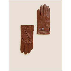 Hnědé pánské kožené rukavice Marks & Spencer