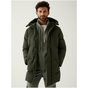 Khaki pánská zimní prošívaná parka Marks & Spencer