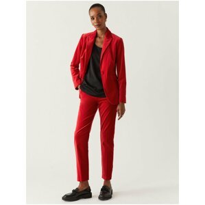 Červené dámské sametové kalhoty Marks & Spencer