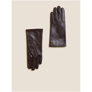 Tmavě hnědé dámské kožené rukavice Marks & Spencer