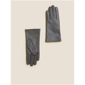 Tmavě šedé dámské kožené rukavice Marks & Spencer