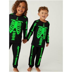 Zeleno-černé dětské svítící pyžamo Marks & Spencer